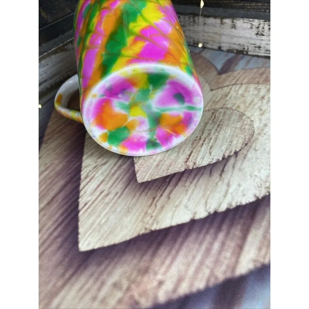 Neon Colors Tie Dye Style Coffee Tea Cup Mug Handmade Epoxy Resin Mug 14 oz